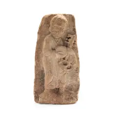 Limestone Carving of St. Peter, carved holding the keys to the Kingdom of Heavan, lg.  13 1/2, w. 7, d. 2 1/2 in.