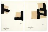Eduardo Chillida, Martin Heidegger: Die Kunst und der Raum“ (Vorzugsausgabe), 1969, Original-Pappschuber mit 1 Buch mit 1 Lithographie (Umschlag) und 7 eingelegten Litho-Collagen sowie 7 beigegebenen Einzelblättern (Litho-Collagen), jeweils auf bräunlichem Japan, montiert auf Rives-Velin
