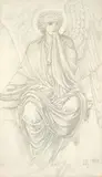 Edward Burne-Jones, Study of an Angel, 1885, Bleistift auf Velin, auf Karton aufgezogen