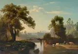 Johann Wilhelm Schirmer, Italienische Landschaft mit Hirten, Um 1841, Öl auf Leinwand