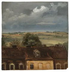 Dresden, um 1830, Blick aus dem Fenster, Öl auf Pappe