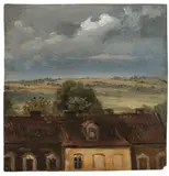 Dresden, um 1830, Blick aus dem Fenster, Öl auf Pappe