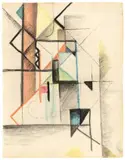 August Macke, Abstrakte Formen VI, 1913, Farbstifte und Bleistift auf Papier