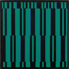 Günter Fruhtrunk, GESTAUTES GRÜN, ET. II, 1965, Acryl und Kasein auf Pressspanplatte