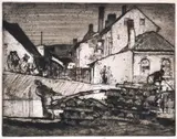 Frank Brangwyn, Hauling the Logs, etching