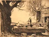 Lionel Lindsay, The Trough, Ambleside, 1925, drypoint etching 4/35