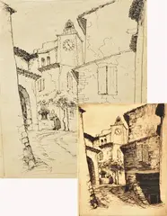 Village Woman by the Water Fountain by Herbert Rose, etching, uneditioned, sold Jun 2012