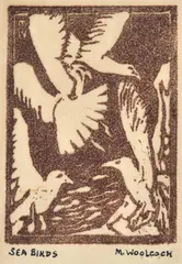Marjorie Woolcock, Seabirds, linocut A/P
