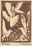 Marjorie Woolcock, Seabirds, linocut A/P
