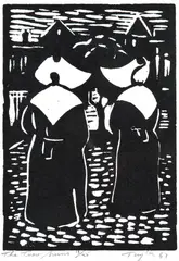 John Taylor, The Two Nuns (Charters France), 1967, linocut 15/25