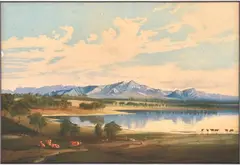 Mount Zero at the Grampians by Nicholas Chevalier, 1865, chromolithograph (printed by Charles Troedel), sold Jun 2012