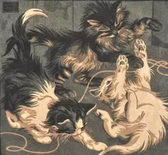 Norbertine Bresslern-Roth, Kittens Playing, linocut
