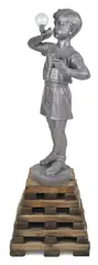 Bubble Boy by David Bromley, bronze, glass, wood, sold Jun 2012