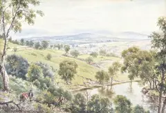 J. A. Turner, Figures by the Stream, watercolour
