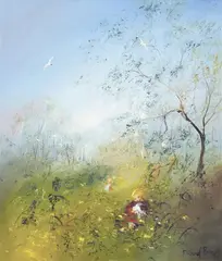 David Boyd, Children and Cockatoos, oil on board