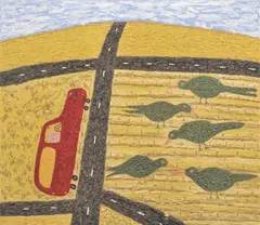 Summer Landscape with Feeding Birds by Dean Bowen, 2004, oil on linen, sold Mar 2012
