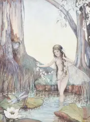Dorothea Francis, Young Fairy at the Water's Edge, watercolour