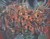 Yosl Bergner, Angels, 1961, oil on canvas
