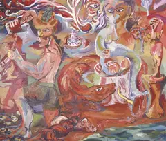 Mike Nicholls, Sculptor's Garden, oil on canvas