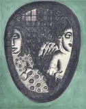 Mirka Mora, Girl and Angel, 1963, pastel and charcoal on paper