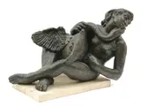 Arthur Fleischmann, Leda and the Swan, bronze on stone base