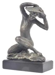 Lenore Boyd, Woman Wearing Sunhat, bronze on stone base