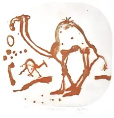 John Olsen, Mother and Child, 2000, etching 21/35