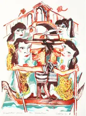Andrew Sibley, The Gondoliers, 1989, lithograph presentation proof