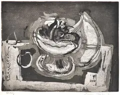 Mary Macqueen, Fruit in Bowl, 1959, etching and aquatint proof