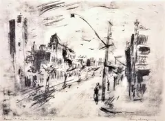 Mary Macqueen, George Street, Fitzroy, 1958, lithograph A/P