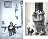Lionel Lindsay, Two Spanish Scenes:, etchings (2)
