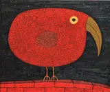 Dean Bowen, Nocturnal Bird Resting on a Wall 2001, oil on linen, signed, titled and dated verso, 38 x 45.5cm, oil