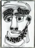 Howard Arkley, Portrait of a Man 1997, mixed media on paper, signed and dated lower centre, 29.5 x 21cm, mixed media