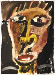 Mike Nicholls, Face Study 1986, acrylic on paper, signed and dated lower left, 38.5 x 28cm, acrylic