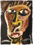 Mike Nicholls, Face Study 1986, acrylic on paper, signed and dated lower left, 38.5 x 28cm, acrylic