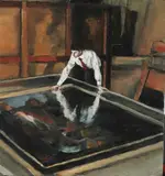 Heidi Yardley, The Restoration 2008, oil on board, 15 x 14.5cm, oil