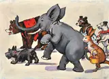 David Bromley, Curious Animals, oil on canvas, 79 x 112cm