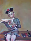 David Bromley, Untitled (Boy in Beret), oil on canvas, 68 x 50cm