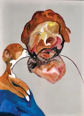 Darren McDonald, Mickey Rouke with Dog 2006, oil on linen, signed and titled verso, 168 x 122cm, oil