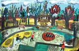 Sarah Faulkner, Park scene, oil on board, signed Faulkner lower right, 55 x 83cm, oil