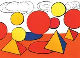Alexander Calder, Pyramid and Spheres, screenprint, ed 18/100, signed and editioned, 51 x 70.5cm, screenprint