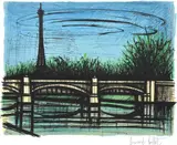 Bernard Buffet, Bridge over the Seine, lithograph, signed lower right, 40 x 52cm, lithograph