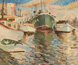 Ludmilla Meilerts, Yarra Boats, 1954, oil on canvas