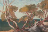 Bertha Merfield, Ti-Tree with Figure, oil on canvas