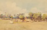 Arthur Merric Boyd Senior, Cattle at Dromana, 1918, watercolour