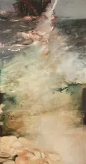 Dawn Sime, Sand, oil and mixed media on canvas (three panels)