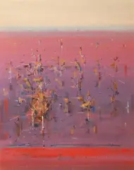 John Borrack, Violet and Red, Victoria, oil on canvas on board