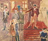 Sybil Craig, Opening at an Art Gallery, circa 1937, oil on board