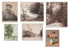 John Farmer, An Album Containing an Assortment of Small Still Life studies, Landscapes, and a Self-Portrait Dating from, 1954-1986, etchings (19), watercolours (11), ink and pencil (3)