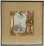 J.W. Roach, Landscape with Eucalypts, watercolour